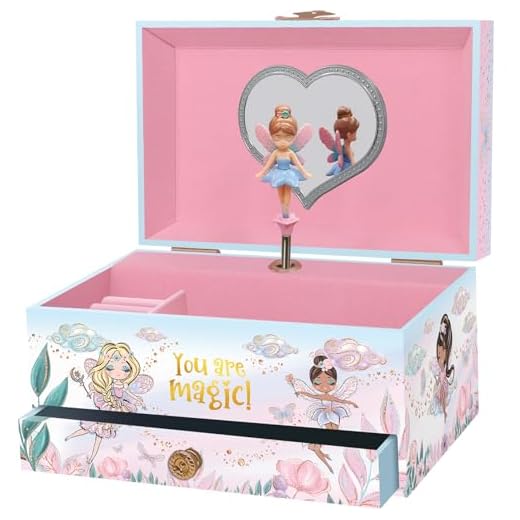 Giggle & Honey Joyero Musical de Hada para Niñas - Caja de Música para Niños con Hada Giratoria y Espejo, Regalo de Princesa para Niñas, Regalo de Cumpleaños para Niños - Edades 3-10, Rosa