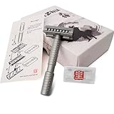 TenZhu Rasierhobel Aluminium – Premium Nassrasierer mit 2-Klingen-System – Sanft & Sicher für Damen & Herren – Plastikfrei & Hautschonend (Inkl. 5 Klingen)