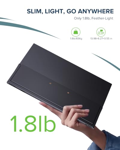 Image of Portable Monitor Touchscreen with Battery 8000mAh 15.6 inch Travel Monitor | 10-Point Touch, 1080P IPS 125% sRGB, Ultra-Slim, VESA & Stand, Eye Care, USB-C & MINI HDMI, For Laptop Computer Game Consoles