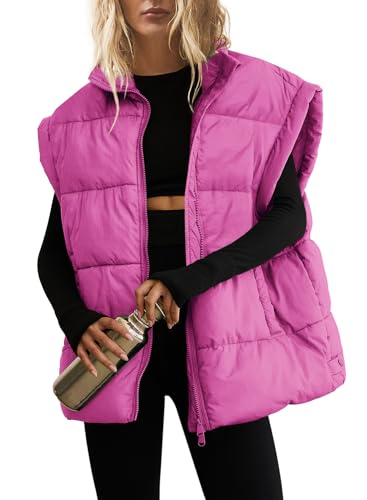 SENSERISE Übergroße Steppweste für Damen, leicht, ärmellos,...