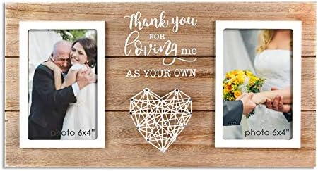 VILIGHT Bonus Mom and Dad Gift - Gifts for Stepmoms and Mother In Law - Wedding and Birthady Presents for Stepdads - Thank You for Loving Me As Your Own Picture Frame - Holds 2 4x6 Inches Photos