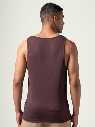 Image of DAMENSCH Relaxed Fit Cotton Rich Blend Waffle Texture Anti- Bacterial Super Premium Solid Tank Top Gym T Shirts for Men Pack of 1