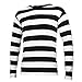 Striped Long Sleeve Shirt Black and White Adult (Large)