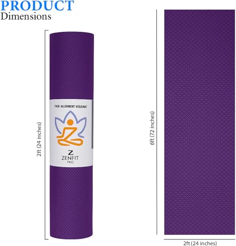 Image of Yoga Mat for Women and Men 4mm with Carry Strap EVA Material Extra Thick Exercise Mat for Workout Yoga Fitness Pilates and Meditation, Anti Tear Anti Slip For Home & Gym Use (Purple)