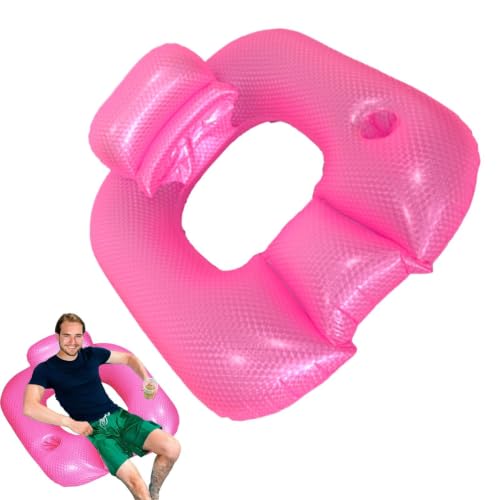 Flotante | Colchón Relajante con Respaldo Portavasos | Acuático Inflable | para Lago Playa Piscina Río Hombres Mujeres