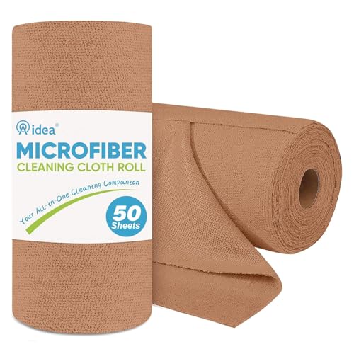 AIDEA Microfiber Cleaning Cloth Roll, 50PK, Reusable Paper Towels Tear Away Cloth, Microfiber Towels Washable Shop Rags, Lint Free Cleaning Rags for House, Kitchen, Window, 11.5