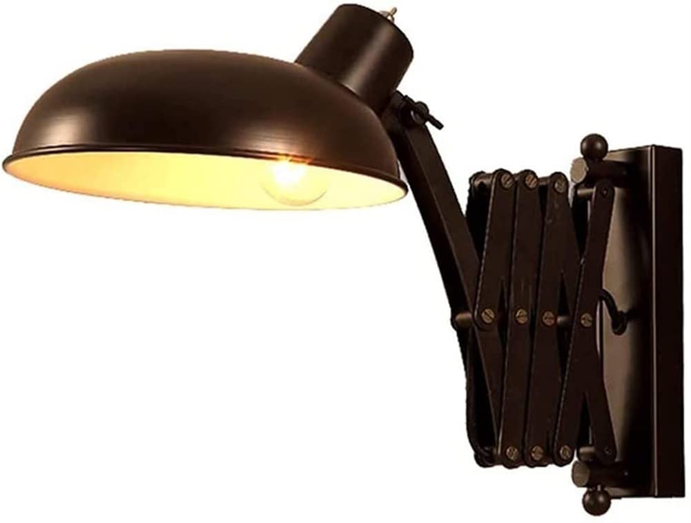 SweAtz Lámpara de pared industrial vintage Lámpara de pared extensible americana Brazo de tijera oscilante negro ajustable Lámpara de pared de metal Accesorio de iluminación Lámpara de lectura flex