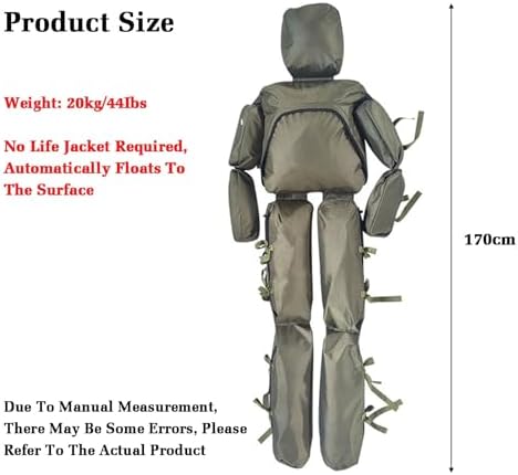 Water Rescue Training Dummy - 5.6/5.7 FT Lifesaving Practice Dummy for Swimming Drills, Lightweight 22/44 LBS, Ideal for Lifeguard Training and Water Safety Exercises