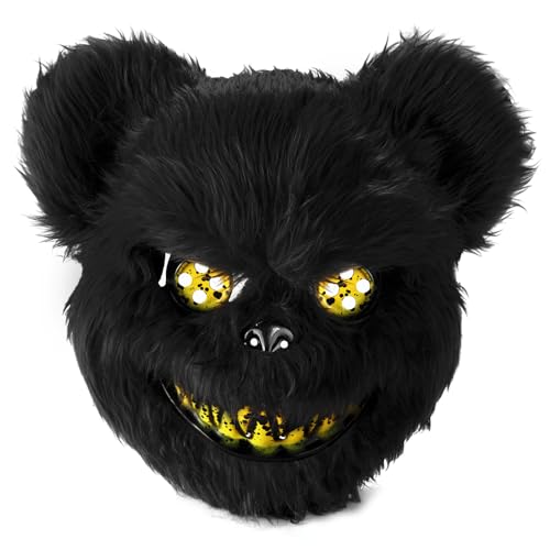 Disfraces de Halloween Terroríficos: Los Más Espeluznantes y Aterradores UNOLIGA Caretas Halloween Miedo, Máscara de Oso Animal, Máscara de Terror para Niño Adulto, Máscara Realistica para Halloween Carnaval Fiesta de Disfraces Cosplay Mascarada (Negro)
