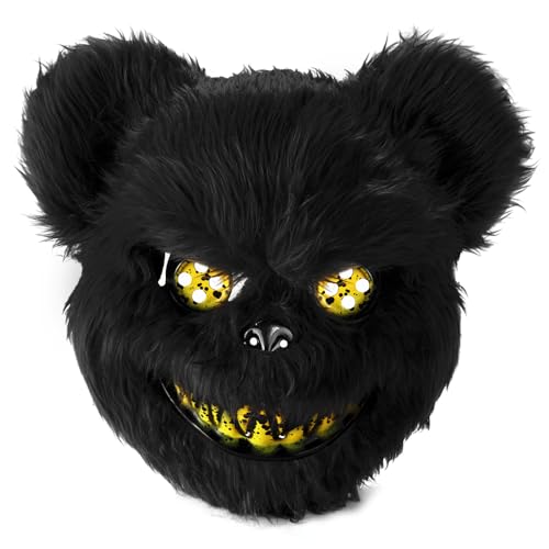 UNOLIGA Masque Effrayant d'halloween Masque d'ours, Masque d'animaux d'horreur pour Adulte Enfant, Masque Drôle pour Halloween Carnaval Fête Déguisées Cosplay Mascarade, Masque d'ours Sanglant