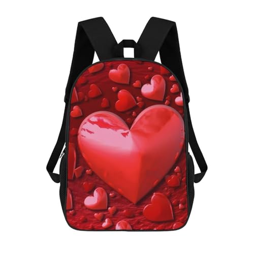 Red Hearts Love Backpack for Men Women, Heavy Duty Backpack Large Capacity, Durable Lightweight Travel Daypack