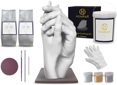 HUMRAN LLC Hand Casting Kit - Hand Mold Kit for Couples - Non-Toxic & Skin-Friendly - Ideal Wedding Gift & Valentine’s Day Gift for Him & Her - Plaster Hand Mold Casting Kit
