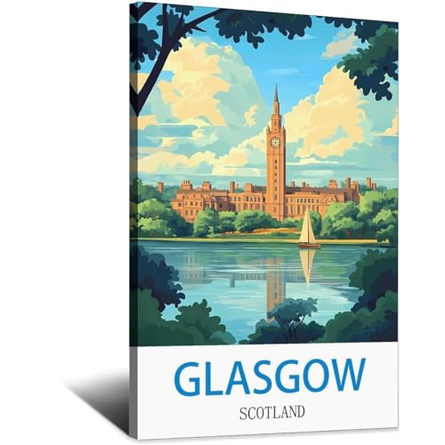 Affiche de voyage vintage Glasgow cadeau ideal pour les passionnes de l'Ecosse