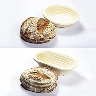 Professional Eco-Friendly 1kg Round Spiral Pattern & 750g Oval Spiral Pattern Proofing Basket Banneton Brotform Brotformen Bread Making - Heavy Duty - Sustainable Wood Pulp Eco Friendly