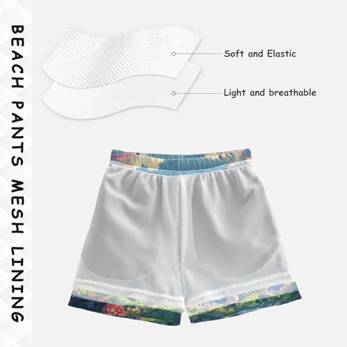 Pigsaly Boys Swim Trunks Unicorn Rainbow Cloud Boys Board Shorts Swimsuit Swimwear Summer Bathing Suit 5T4