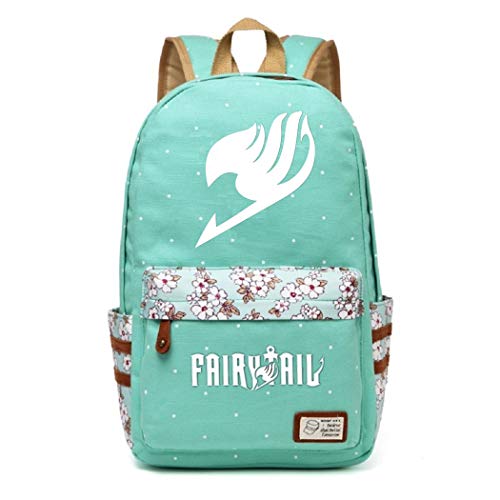 Siawasey Cute Anime Fairy Tail Luminous Canvas Bookbag Backpack School Bag (Green1)