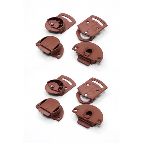 DmDoyy Lot De 4 Paires (8 Unités) Avec Guide Rail En Plastique Brun. Roulette Placard Porte Coulissante Armoire. Système Coulissant Intégré Pour Meuble...