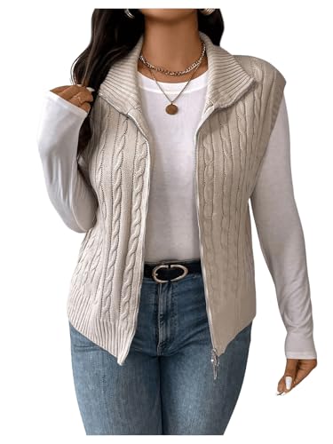 Floerns Women's Plus Size Mock Neck Zip Up Sweater...
