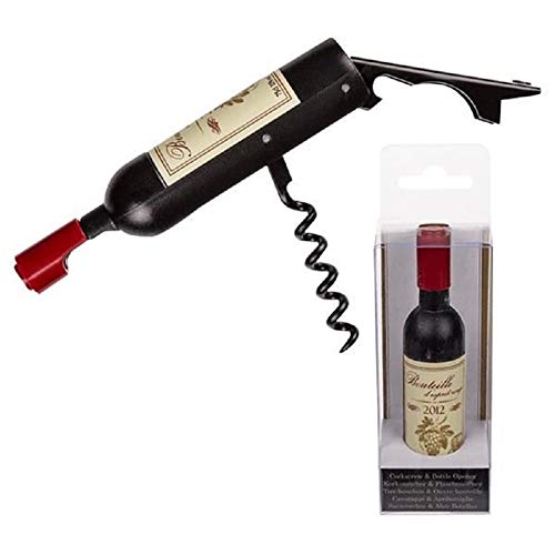Ducomi Sommelier - Sacacorchos, Destapador y Cortador de Acero Inoxidable - Herramienta para Abrir Botellas de Vino y Cerveza - Garantía de por Vida - Fácil de Usar - Compacto y Elegante (Botella)