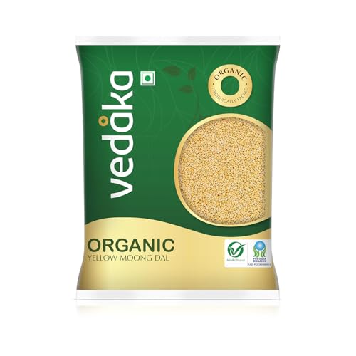 Image of Amazon Brand - Vedaka Organic Yellow Moong Dal | 1 Kg | Naturally Rich Source Of Protein | Cholesterol Free & No Added Additives