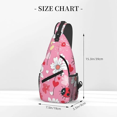 Ladybugs Daisy Sling Bag for women and Men, Flower Bird Crossbody Chest Bag Water Resistant, Lightweight Sling Purse for Travel Hiking Gym Everyday Use3