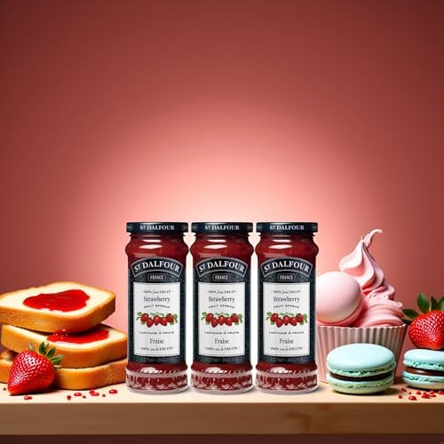 VALUBNDL: St. Dalfour Strawberry Fruit Spread (3-Pack) – 675ml Total (Three 284g / 10oz Jars) – 100% From Fruit All Natural – No Sugar Added – VALUBNDL Signature Bundle - 4