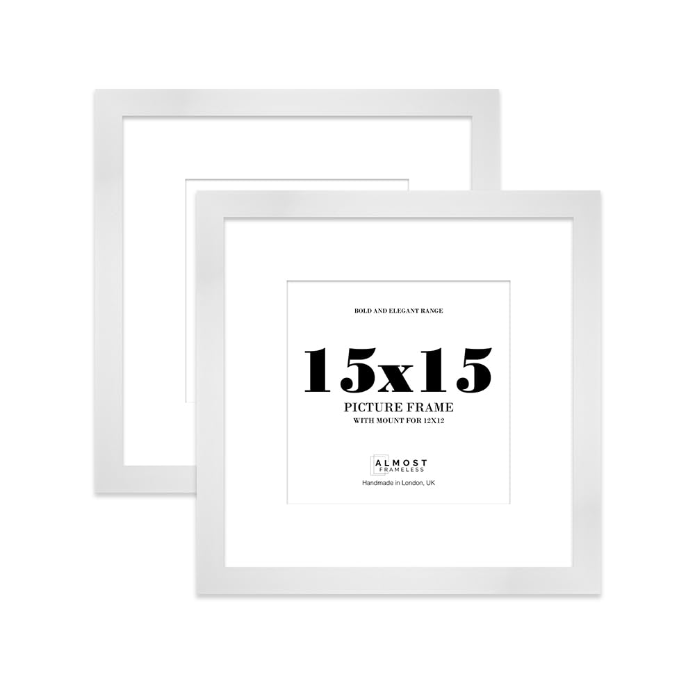 15x15" White Square Frame With Mount for 12x12" Pictures 28mm Edge Frame Display with Wall Hooks, 2 Pack โ image 1