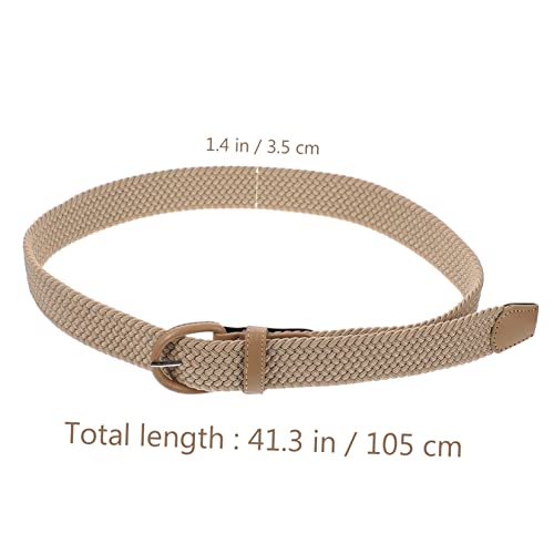 Unisex Elastic Braided Waist Belt Casual Stretchy Woven Fabric Belt for Women and Men Comfortable Waistband for Dresses and Sweaters Beige2