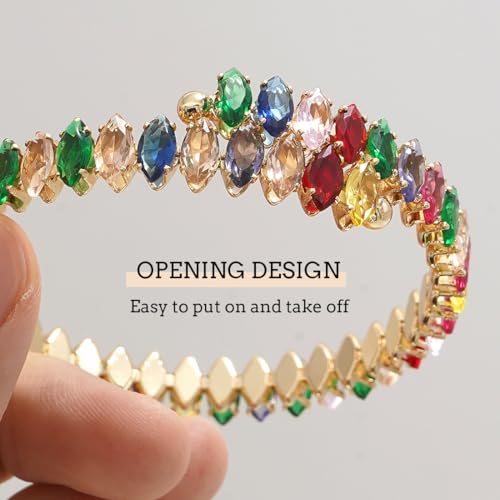 Rhinestone Cuff Bracelet for Women Cubic Zirconia Tennis Bracelets Adjustable Elastic Bangle3