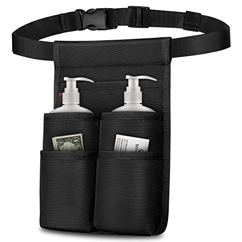 Sithon Massage Bottle Bag, Professional Massage Therapist Holster For 2 Bottles, Massage Lotion Oil Waist Holder Organizer With Adjustable Belt, Multiple Pockets (Bag Only) (Two-Bottle-Black) #TOP14