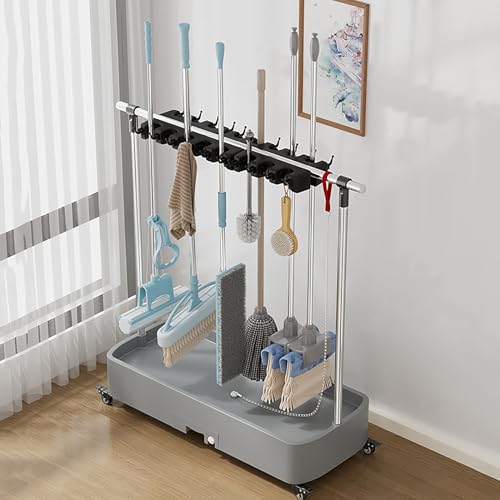 Rangement d'outils gain de place pour garage avec chariot de ménage