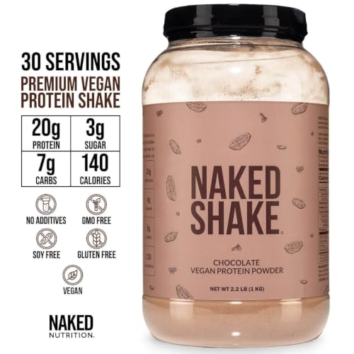 Image of NAKED Shake - Chocolate Protein Powder - Plant Based Protein Shake with Mct Oil, NSF Certified, Gluten-Free, Soy-Free, No Gmos Or Artificial Sweeteners - 30 Servings