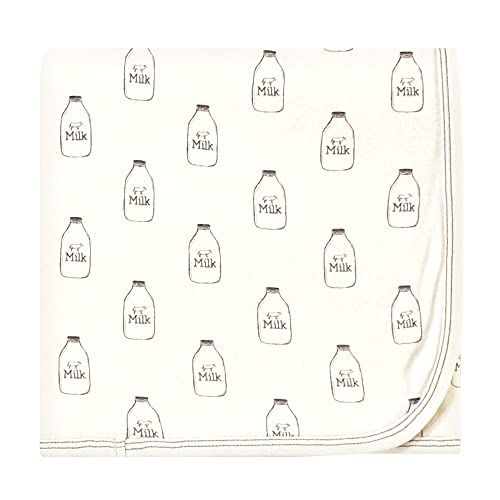 Image of Touched by Nature Unisex Baby Organic Cotton Swaddle Blanket and Headband or Cap, Milk, One Size