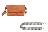 akten ledermappe  HOLZRICHTER BERLIN Umhängetaschen Bundle No 3-2 (M) camel - Damen Umhängetasche + Webgurt CHEVRON handgefertigt aus Premium-Leder