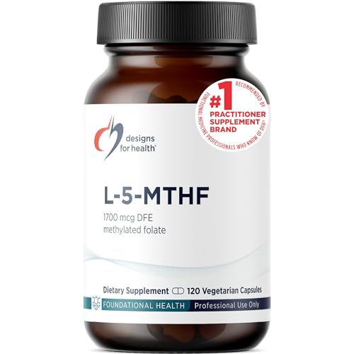 Designs for Health L 5-MTHF - Quatrefolic L Methylfolate Supplement 1mg (1700mcg DFE) - Methylated Folate Supplement for Women & Men - Supports Methylation - Non-GMO Gluten Free (120 Capsules)