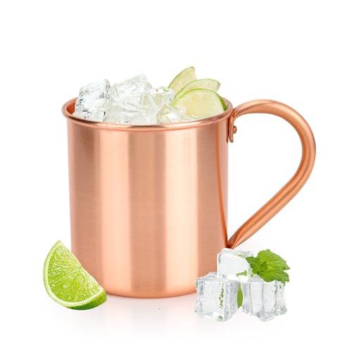 WENLISELL 450ml Copper Mug with Handle, 15oz Moscow Mule Copper Mug, Solid Metal Cup for Beer, Milk, Coffee, Water
