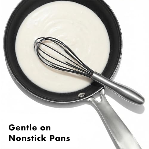 Image of OYV 10-Inch Black Silicone Whisk, Heat Resistant 480F Kitchen Whisk with Stainless Steel Ergonomic Handle, Non-Scratch for Nonstick Cookware, Dishwasher Safe, Perfect for Blending, Cooking & Beating