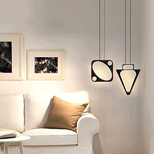 Lámpara colgante geométrica negra tipo C con iluminación LED integrada para techo 3