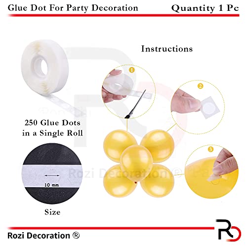 Image of Rozi Decoration 250 Glue Dot for Balloons Accessories Tool Kits Foil, Latex, Confetti Balloon Adhesive,Easy To use (1 Box /250 Glue Dot)