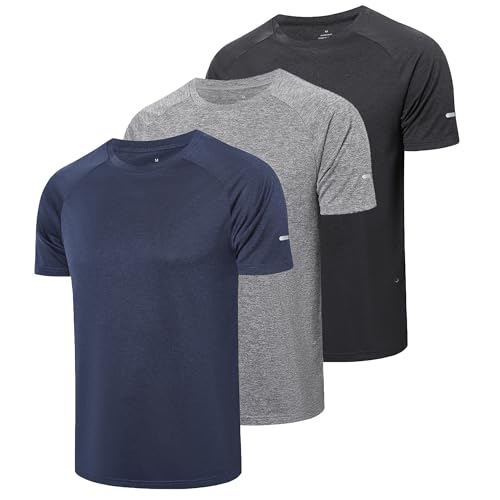 Gaiatiger 1/3 Pack Mens T-Shirts Quick Dry Short Sleeve Tops Moisture Wicking Active Athletic Running Work Shirts