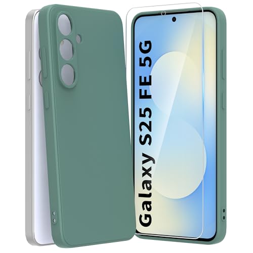 Fyriswho Coque pour Samsung Galaxy S25 FE 5G + 1 Pièces Verre Trempé, Coque Samsung Galaxy S25 FE Souple Silicone Mince Étui Protection Anti-Rayures Housse...