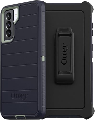 OtterBox Defender Case & Belt Clip/Kickstand for Samsung Galaxy S21 Plus 5G (ONLY) Non-Retail Packaging - Antimicrobial - Black (Varsity Blues)