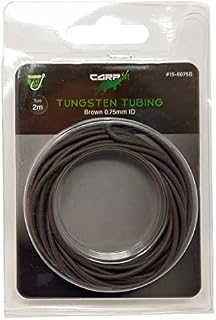 Carp On - 2m Tungsten Tubing 0.75mm Bore - High Density & Soft & Supple - Mud Brown Weed Green or Silt Black - Essential Easy Thread Terminal Tackle To Make Balanced Fishing Rigs