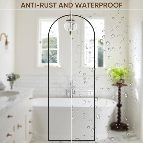 Suidia Arched Full Length Mirror, 59"x19" Floor Mirror Freestanding, Floor Standing Full Body Mirror with Stand for Bedroom, Hanging Mounted for Living Room Cloakroom, Black