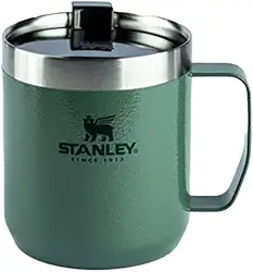 Stanley Caneca de campismo clássica e lendária - Copo de campismo isolado em aço inoxidável para bebidas quentes e frias, tampa à prova de goles, caneca de viagem - 350 ml, Hammertone Green