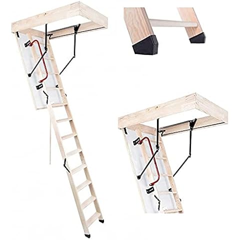 Oman Bodentreppe Speichertreppe Gedämmte Dachbodentreppe U=1,22 W/m2K Termo PS Holz Raumhöhe 280cm Wärmegedämmt (110x60) Cover