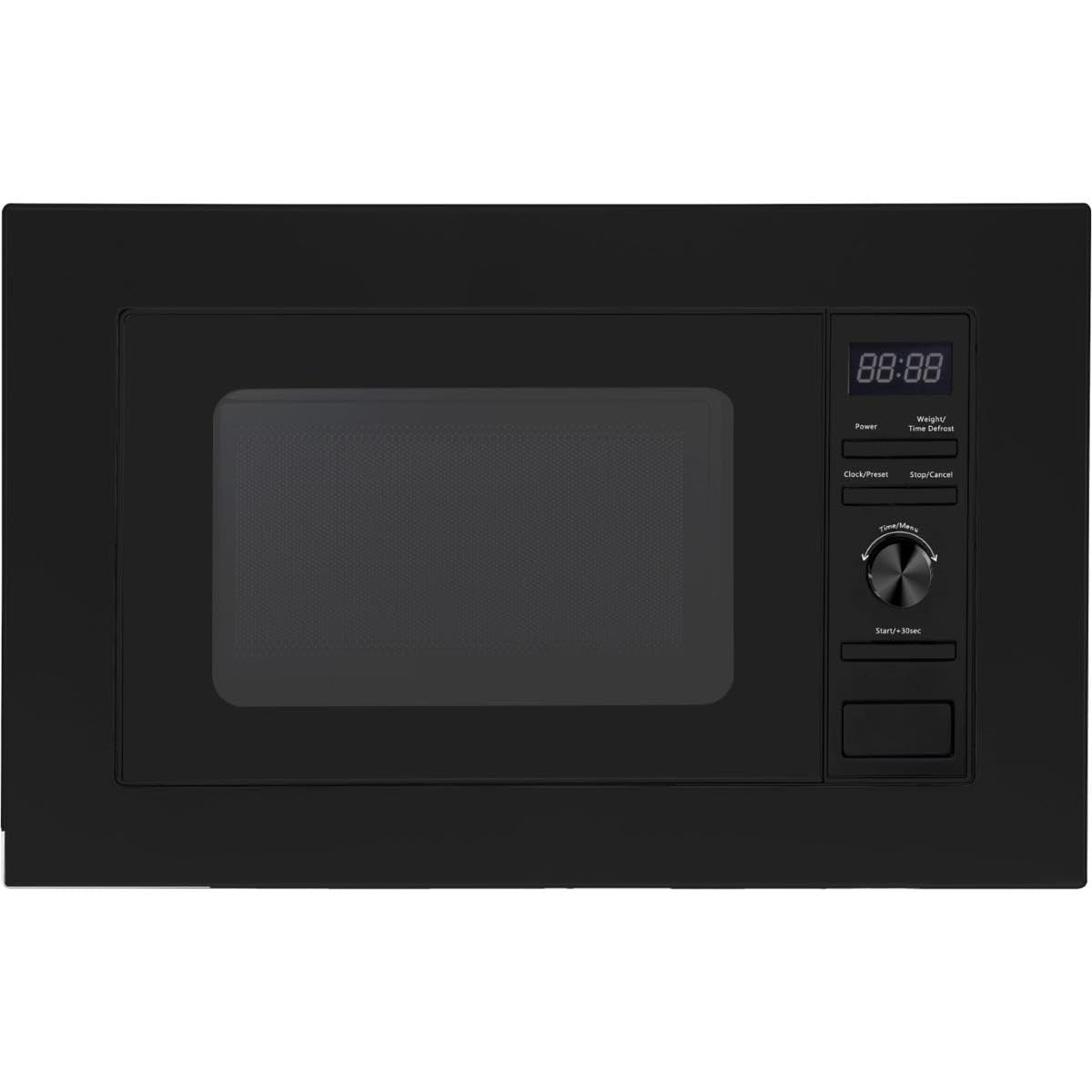 PKM Einbau-Mikrowelle MW800-20B EB | 800 W Mikrowellenleistung | 20L Garraum | 6 Leistungsstufen | 6 Programme | Auftaufunktion | Glas-Rahmen, schwarz | Drehteller (24,5cm) | LED-Display | schwarz