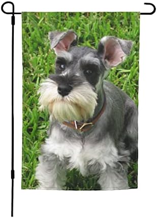 Miniature Schnauzer Garden Flag House Yard, Seasonal Banner With Vivid Color And Uv Fade Resistant For Outdoor/Indoor Home Decor Party And Garden Yard Decorations,12''X18''