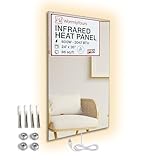 Infrared Wall Heater Panel Glass Mirror 600W Electric Radiant Heat Panel 24x35in. Energy Efficient Space Heater, Wall Mounted Infrared Heater for Indoor Use, Silent Heating Panel for Bathroom, Bedroom