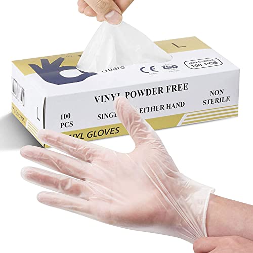 Multi-Purpose Vinyl Gloves, Powder Free, Disposable, Extra Strong Box of 100 - Size Medium